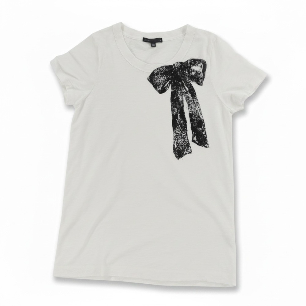 J‎ Crew Big Bow Tee Large Off White RARE Coquette Cottagecore Girly Soft EUC